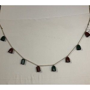 Jingle Bells Garland Christmas Holiday 2 Set Metal Green Maroon Rustic Jute New